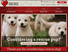 Tablet Screenshot of lonelyheartsanimalrescue.org